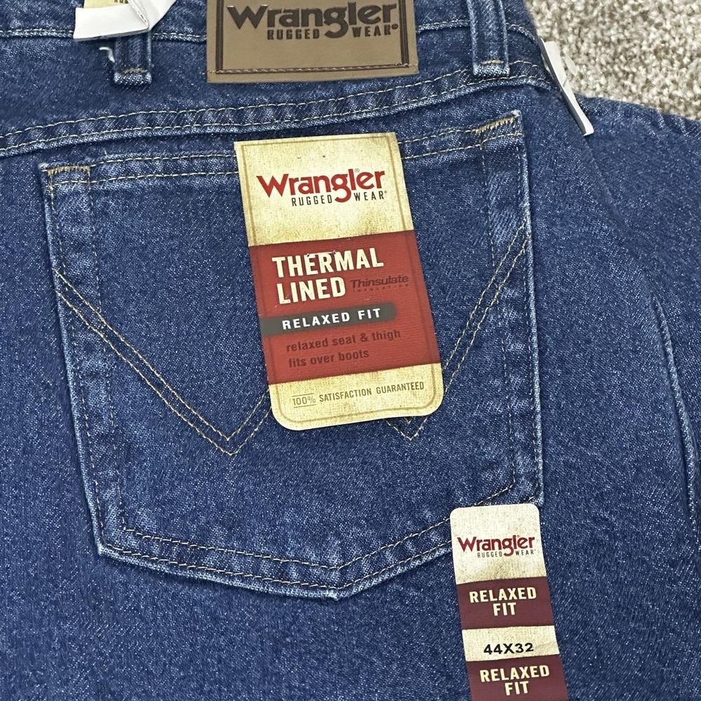 Mens Wrangler Rugged Wear Thermal Jeans - 3M Thinsulate Lining Fleece 42×32 NEW - Picture 3 of 16